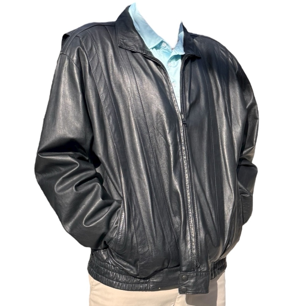 Vintage 90s Leather Bomber Jacket Black XL